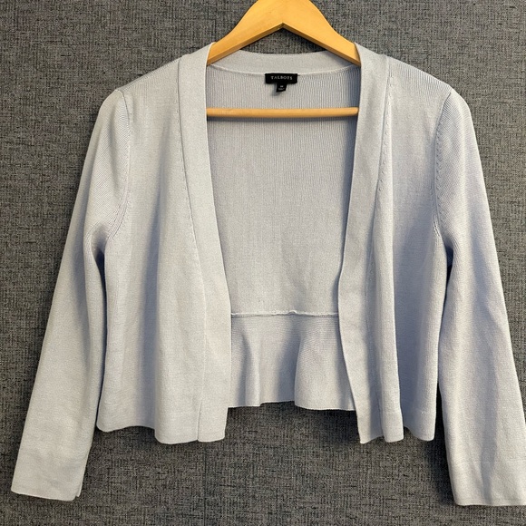 Talbots Sweaters - Talbots Soft Blue Knit Sweater Cardigan. Ruffle Edge Cropped Spring Staple Med.